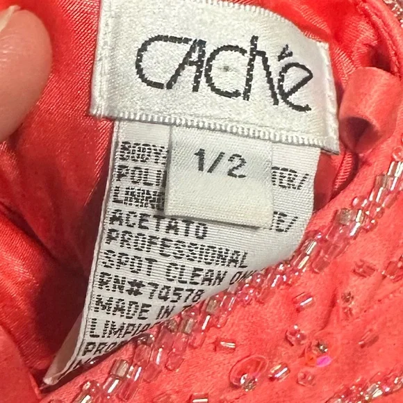 Cache Orange Puffy Beaded Prom Dress Size 1/2 - Picture 2 of 2
